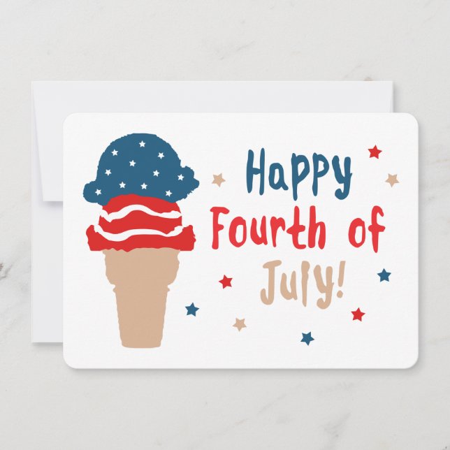 Invitación 4to feliz del helado de las barras y estrellas de (Anverso)