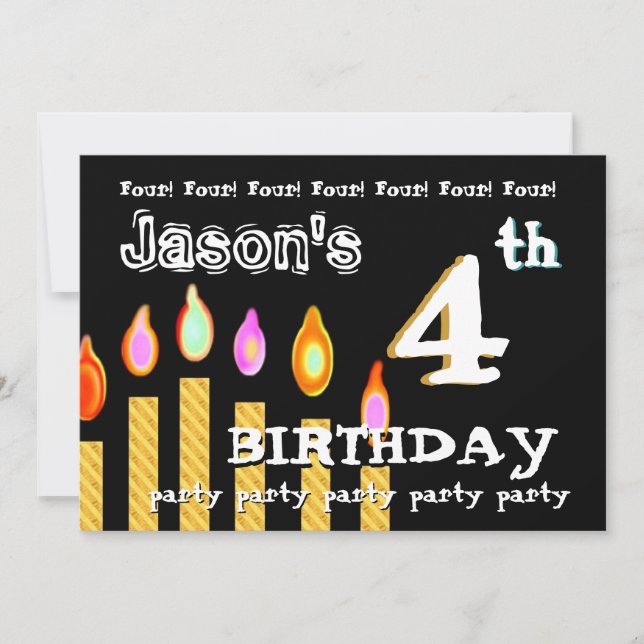 Invitación 4to Vela CustomTemplate del oro de la fiesta de (Anverso)