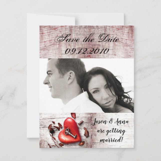 Invitación 4x5 Guardar la clave de madera del país de la tarj (Anverso)