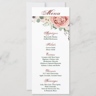 Invitación 4x9.25 Cartas de menú Anémona Rosa de jardín geomé
