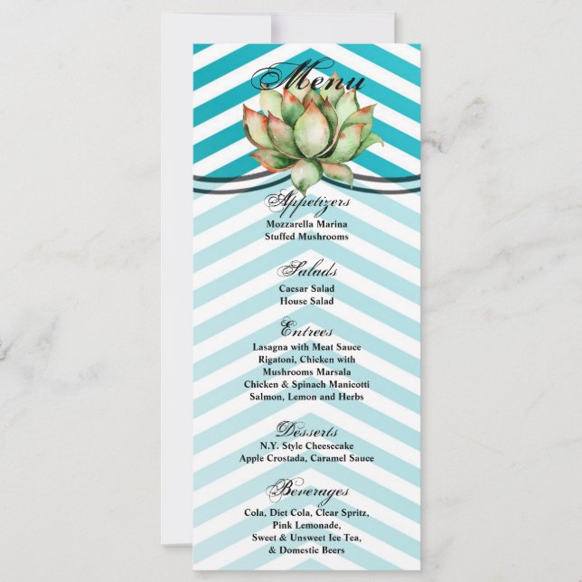 Invitación 4x9.25 Cartas De Menú Boho Cacti Cactus Succulent  (Anverso)