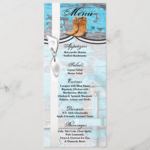 Invitación 4x9.25 Cartas de menú Boots de puerta de la barra