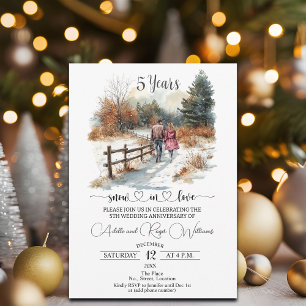 Invitación 5º Aniversario de Boda Paisaje Invernal Romántico