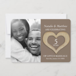 Invitación 5º aniversario de bodas de madera foto personaliza