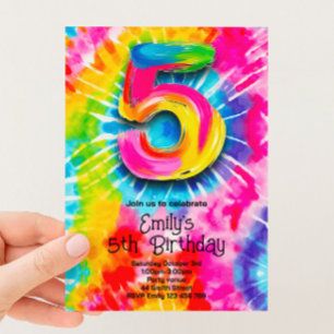Invitación 5º Cumpleaños Tie Dye