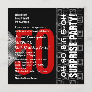 Invitación 50ª sorpresa Diagonal negro y rojo V03
