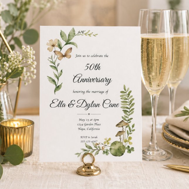 Invitación 50º Aniversario Botánico Elegante (Subido por el creador)