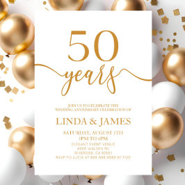 Invitación 50º aniversario de Boda de Champagne minimalista
