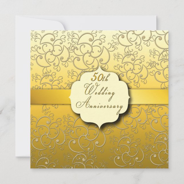 Invitación 50º Aniversario de Boda - Dorado (Anverso)