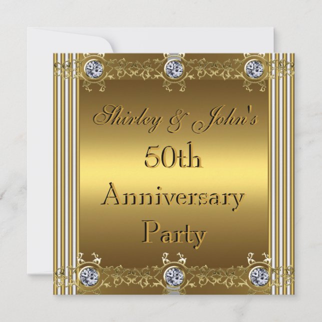 Invitación 50º Aniversario de Boda Fiesta Oro (Anverso)
