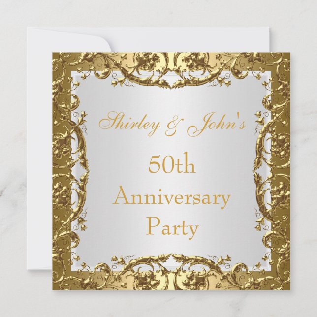 Invitación 50º Aniversario de Boda Fiesta Oro 2 (Anverso)