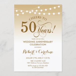 Invitación 50º Aniversario de Boda - Oro Blanco