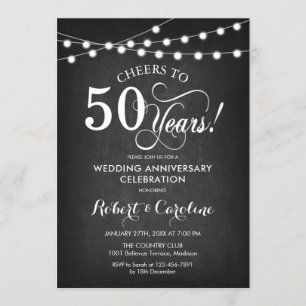 Invitación 50º Aniversario de Boda - Pizarra Blanco Negro