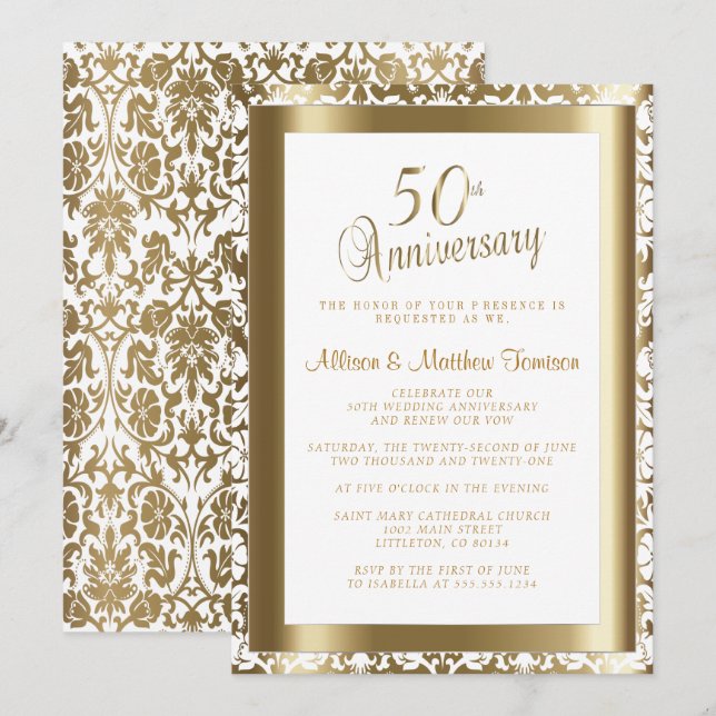 Invitación 50º Aniversario de Bodas 💑 2 | Texto DIY (Anverso / Reverso)