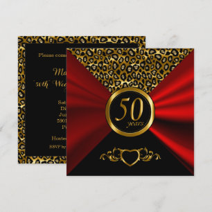 Invitación 50º Aniversario de Bodas de Oro   Estampado de Leo