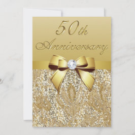 Invitación 50º Aniversario de Bodas de Oro Lentejuelas y Lazo