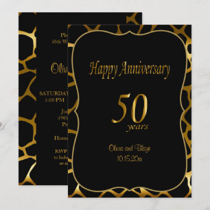 Invitación 50º Aniversario de Bodas de Oro   Patrón de Jirafa