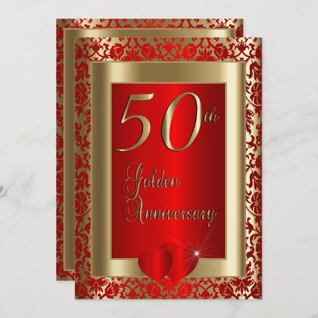 Invitación 50º Aniversario de Bodas de Oro y de Bodas Rojas | (Anverso / Reverso)