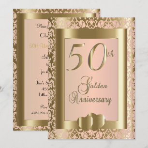 Invitación 50º Aniversario de Bodas de Oro y Rosa Texto de