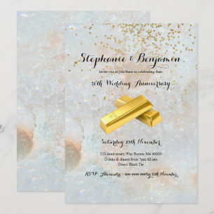 Invitación 50º Aniversario de Bodas Glitter Dorado Elegante C