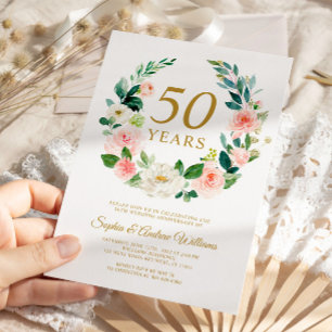 Invitación 50º aniversario de la guerra floral rosa de Rubor