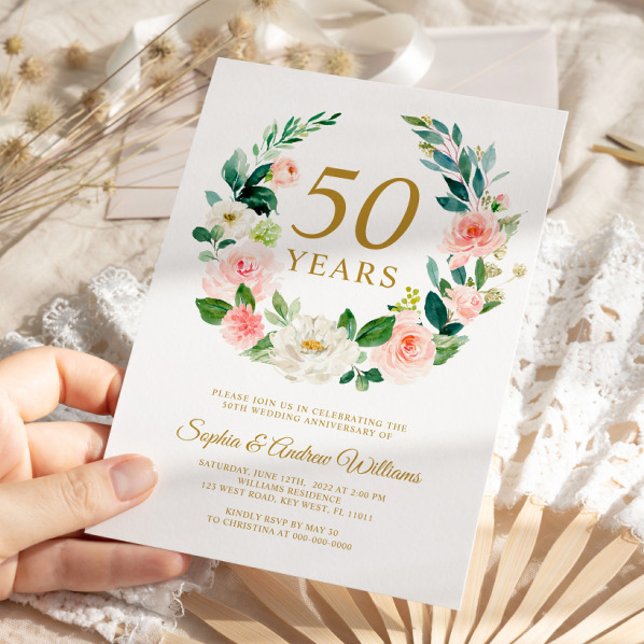 Invitación 50º aniversario de la guerra floral rosa de Rubor (Subido por el creador)