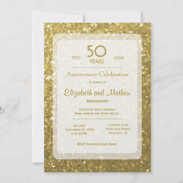 Invitación 50º Aniversario | Purpurina Dorada (Anverso)