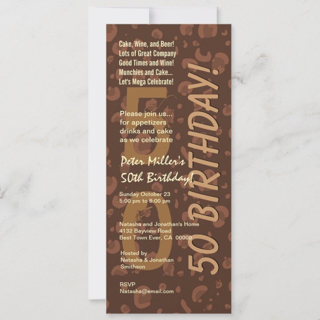Invitación 50º Coffee chocolate de cumpleaños moderno Camo Ta (Anverso)