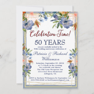 Invitación 50º (cualquier año) Aniversario de Boda Chic Flora
