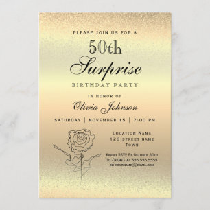 Invitación 50º cumpleaños de Gold Surprise