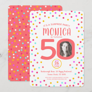 Invitación 50º cumpleaños personalizado con fotos de coral vi