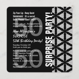 Invitación 50º cumpleaños sorpresa blanco moderno negro W1761