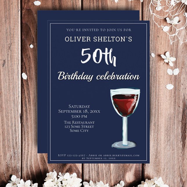 Invitación 50.ª acuarela azul de la Marina de Vino Rojo (Subido por el creador)