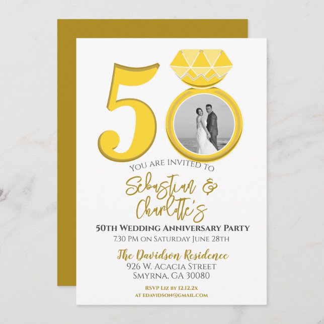 Invitación 50.ª Boda Aniversario de la fotografía (Anverso / Reverso)