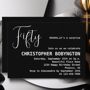 Invitación 50.ª celebración de la fiesta de cumpleaños blanco