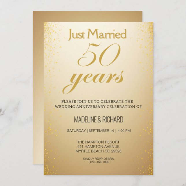 Invitación 50.ª Celebración del Aniversario de Oro (Anverso / Reverso)