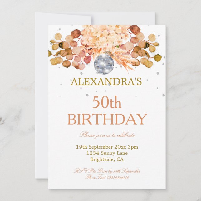 Invitación 50.ª disco floral (Anverso)