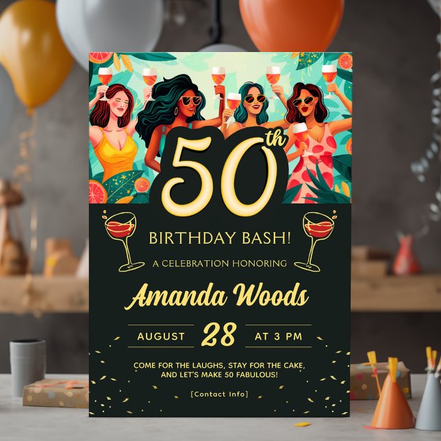 Invitación 50.ª Fabulosa Fiesta Cumpleaños Celebración Bash (Subido por el creador)