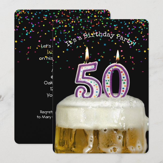 Invitación 50.ª Fiesta de Cervezas de Cumpleaños (Anverso / Reverso)