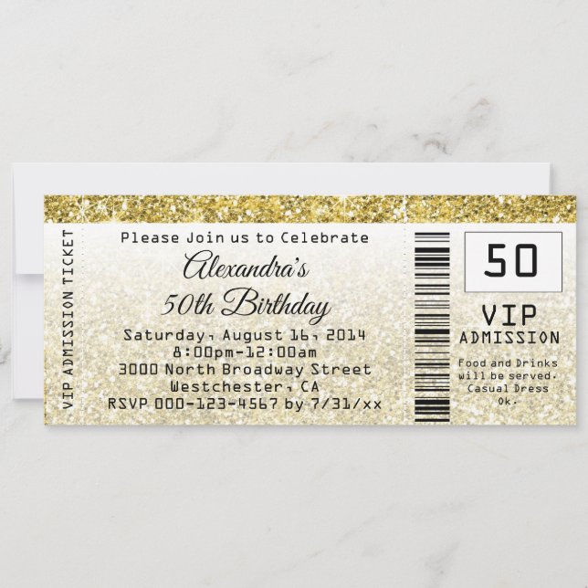 Invitación 50.ª fiesta de cumpleaños (Anverso)