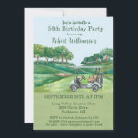 Invitación 50.ª Fiesta de Cumpleaños<br><div class="desc">Esta invitación festiva y pintoresca 50th Birthday Party tiene un tema de golf y es perfecto para un golfista. Cuenta con un carrito de golf con club de golf en un campo de golf. Mucho que personalizar para hacer apropiado para tu propio evento. Tenemos todos los ingredientes para convertirlo en...</div>