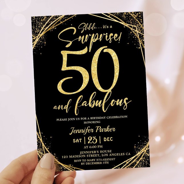 Invitación 50.ª Fiesta de Cumpleaños 50 Fabuloso Purpurina de (Subido por el creador)