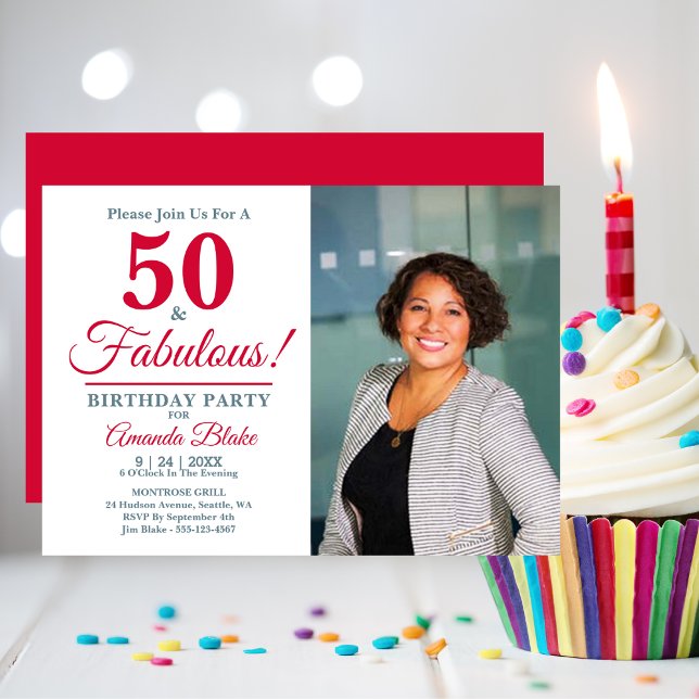 Invitación 50.ª fiesta de cumpleaños, 50 y fabuloso! Foto (Subido por el creador)