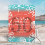Invitación 50.ª Fiesta de Cumpleaños Beach Coral Reef Starfis<br><div class="desc">Starfish Beach Coral Reef 50th Birthday Party Invitaciones.</div>