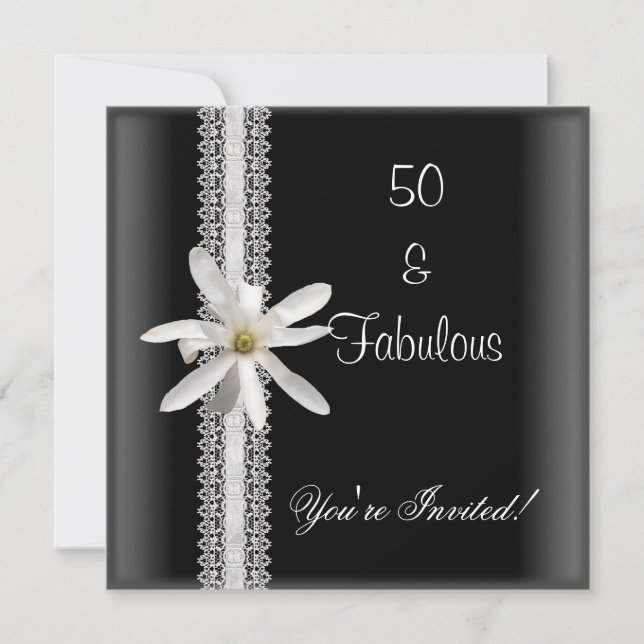 Invitación 50.ª fiesta de cumpleaños Cara blanca negra (Anverso)