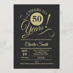 Invitación 50.ª fiesta de cumpleaños - Chalkboard Gold
