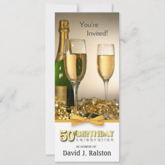 Invitación 50.ª fiesta de cumpleaños - Champagne Gold