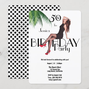 Invitación 50.ª fiesta de cumpleaños Chica de moda Palm Leave