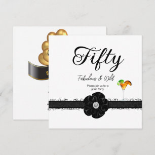 Invitación 50.ª fiesta de cumpleaños cócteles Globos