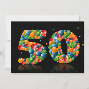 Invitación 50.ª fiesta de cumpleaños, con burbujas y bolas